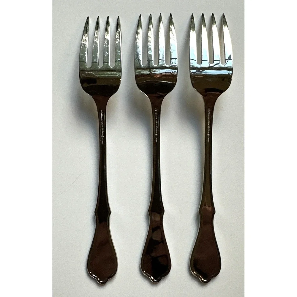 Oneida Dighton Rose Salad Forks Stainless Princess House Exclusive Lot Of 3